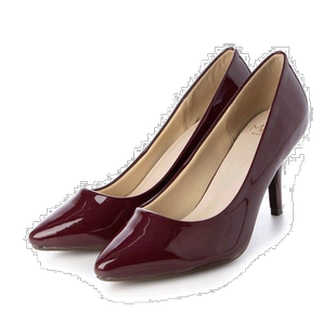 【日本直邮】Menuemenue美腿迷人尖头8cm高跟鞋（深红色/珐琅款