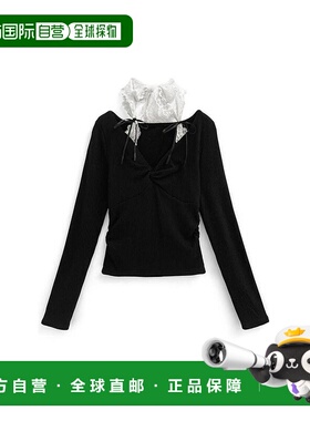 日本直邮日潮 GRL蕾丝吊脖扭拧华夫格上衣at2407