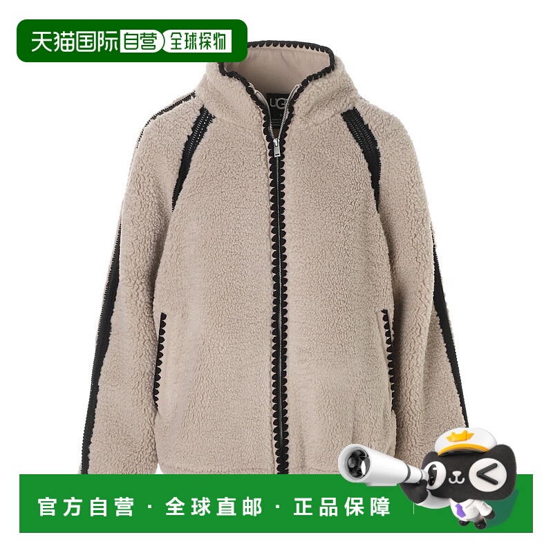 日本直邮UGG Australia 女士米色拉链抓绒外套 Putt Nikia Croche