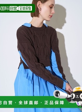 1h可退 日本直邮ELENDEEK 女装 针织拼接修身显瘦连衣裙 半拉链设