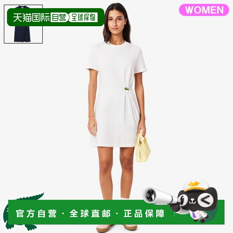 日本直邮Lacoste 女士鳄鱼标志褶皱 T 恤连衣裙 EF0583-10图片