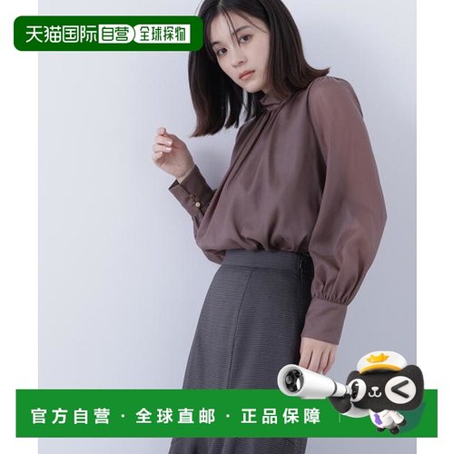 1h可退 日本直邮NATURAL BEAUTY BASIC 高领泡泡袖透视衬衫上衣