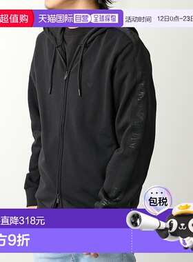日本直邮阿玛尼内衣男士拉链连帽衫（EM000653 AF14976）带抓绒衬