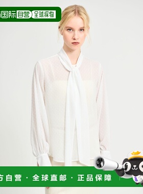 1h可退 日本直邮ESTNATION 女装 雪纺波点蝴蝶结衬衫 宽松半透明