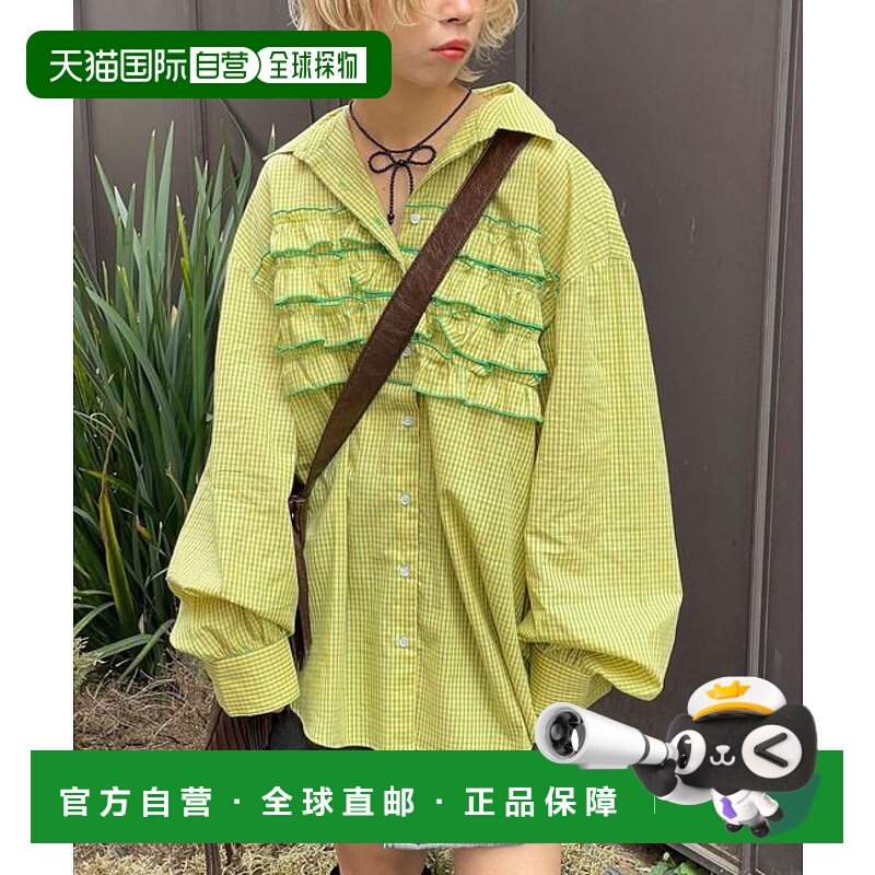 1h可退 日本直邮CIAOPANIC 荷叶边拼接上衣条纹牛仔休闲新款