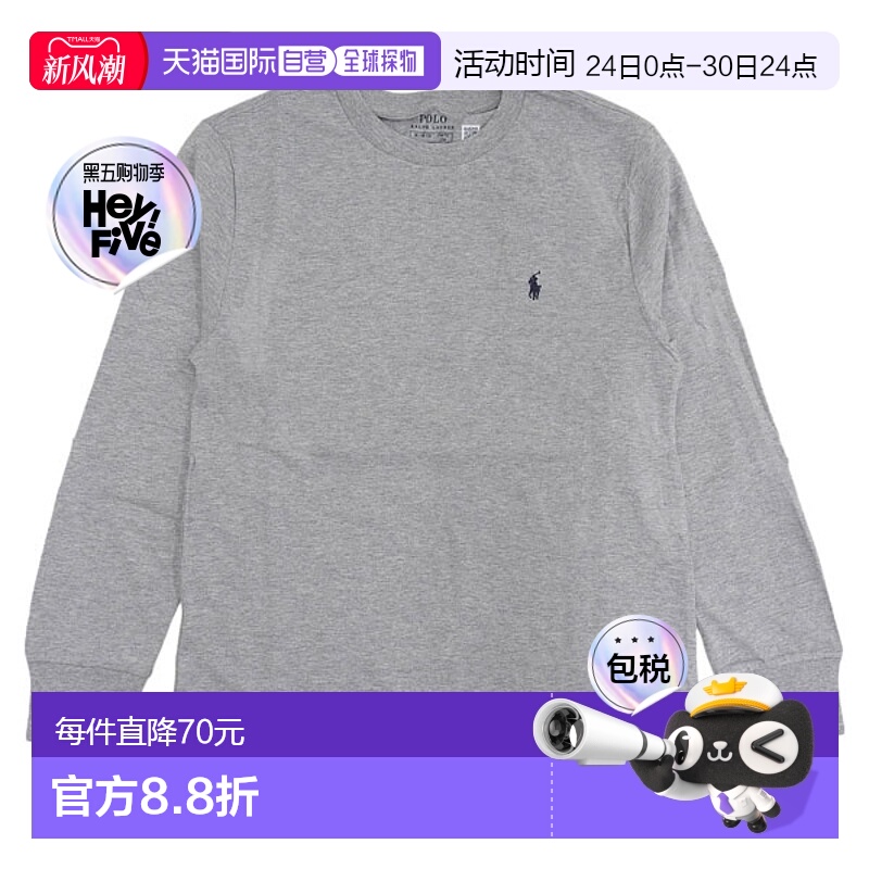 日本直邮Ralph Lauren 服装 男士女士长袖 T恤 L 棉灰色 CORE REP