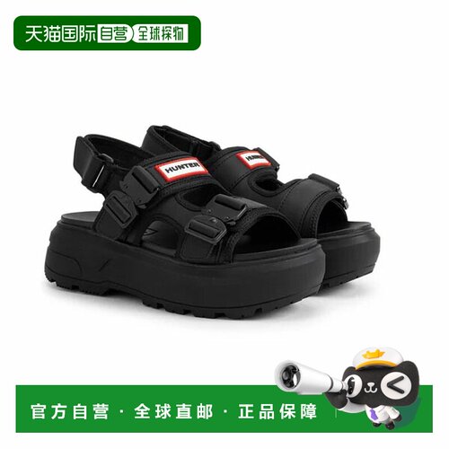 日本直邮Hunter 中性 City Liber Neo 皮革扣凉鞋黑色UFD3109LEA-