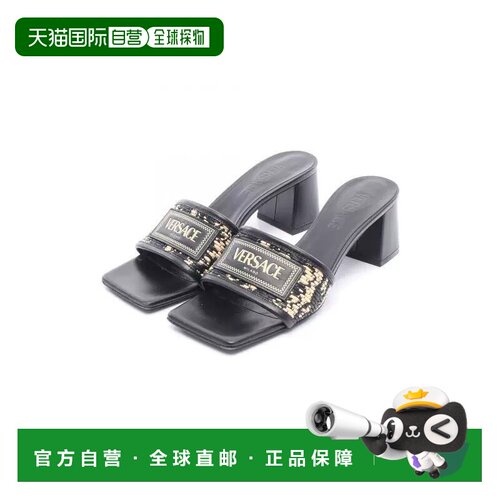日本直邮中古Versace范思哲女A级95新Mule穆勒鞋牛皮鞋黑色经典BR