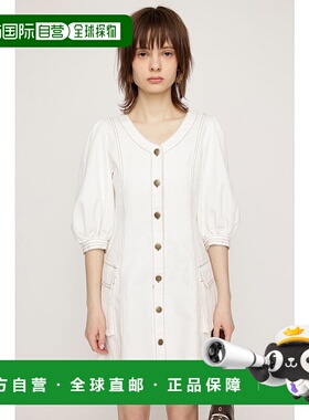 日本直邮SLY V领牛仔短连衣裙 IVOY3 [SL3994EW22488]