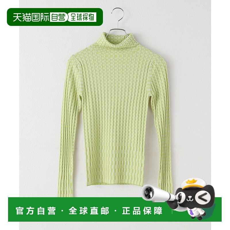 1h可退 日本直邮ANNUAL 女士 全羊毛 格纹罗纹高领套头毛衣 25080