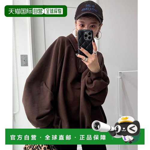 1h可退 日本直邮CFT. 女装 宽松半拉链加绒连帽衫 CFT刺绣logo设