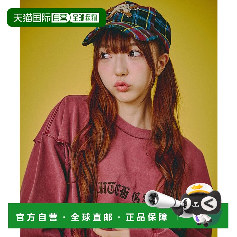 1h可退 日本直邮GALFY男女同款法兰绒格纹刺绣贴布棒球帽 153076