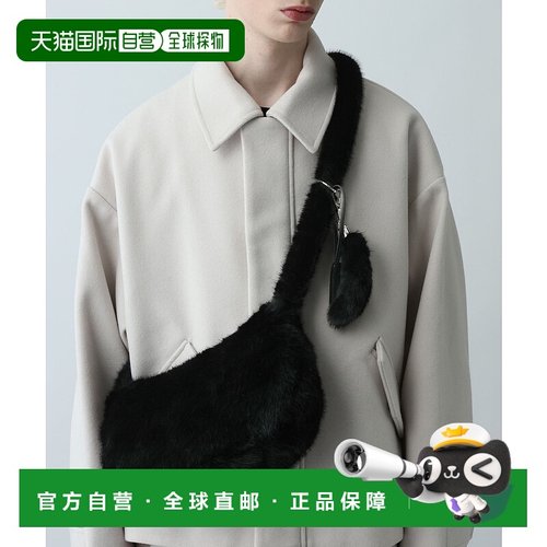 1h可退 日本直邮HARE 男装 半月形仿毛绒单肩包 可拆卸尾饰设计
