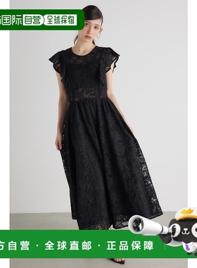 日本直邮Rienda 弗朗褶边吊带连衣裙 RI3465EW24893 黑色内搭