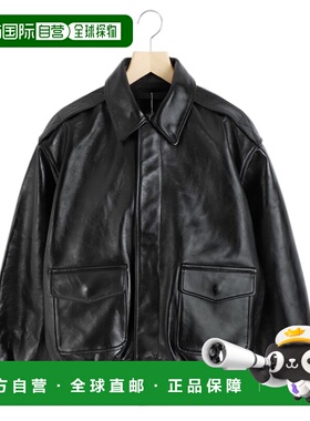 1h可退 日本直邮AVIREX7522男装A-2经典牛皮革夹克 黑色宽松版型