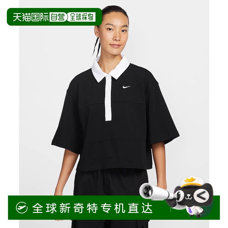 1h可退 日本直邮耐克 NIKE 女装 宽松短袖 polo 衫 黑色 IB2154-0