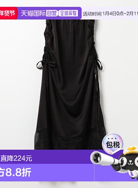 1h可退 日本直邮EF(エフ) 女装 高光感缎面 蕾丝拼接半身裙 63266