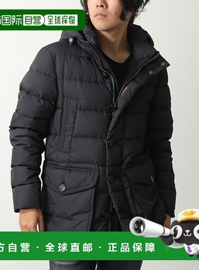 日本直邮MOORER FAGIO-KM 男士羽绒服连帽中长款带标志蓝色