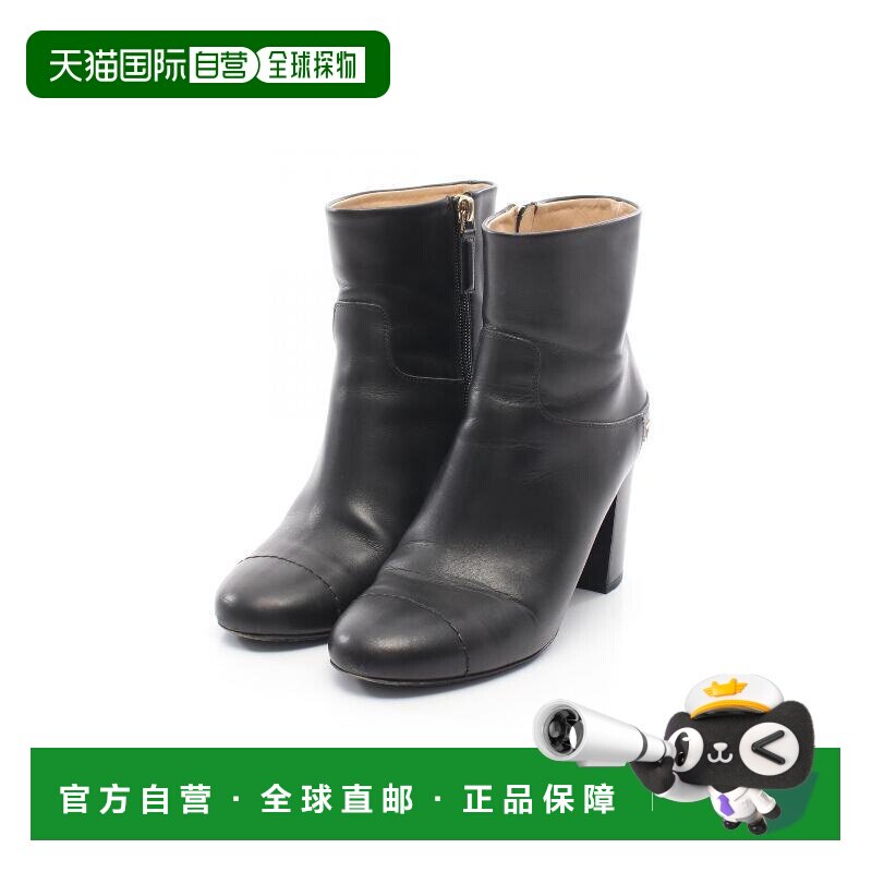 日本直邮中古Chanel香奈儿女A级95新boots靴牛皮鞋黑色图片