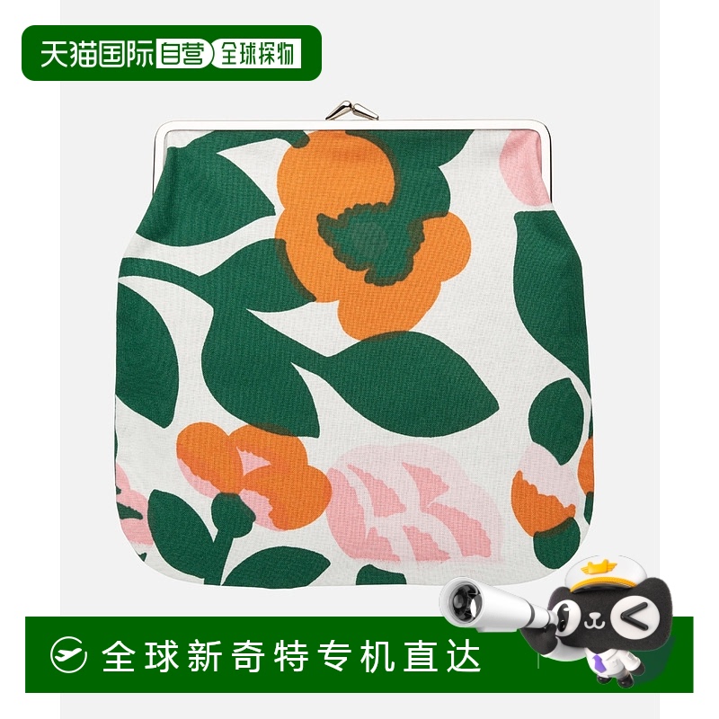 1h可退 日本直邮Marimekko 女士棉质大开口花草图案零钱包 522594