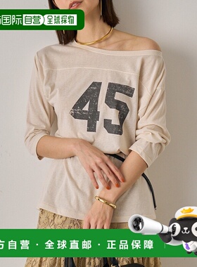 1h可退 日本直邮Loungedress女装宽松版型七分袖复古风T恤 LDZ105