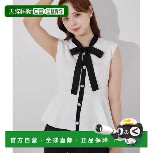 tocco closet 女装 配色佩普拉姆针织上衣+蝴蝶结【付后1h可退】