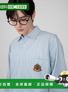 1h可退 日本直邮BROWNY 男女同款 长袖条纹衬衫 胸前徽章设计 BR2