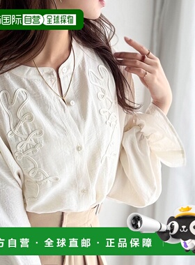 1h可退 日本直邮classicalelf 女士长袖糖果袖衬衫 同色刺绣 轻盈