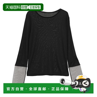 1h可退 日本直邮earth music&ecology 女装 透感拼接长袖针织衫 0