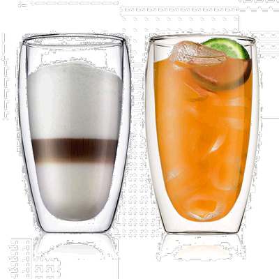【日本直邮】BODUM PAVINA系列双层耐热玻璃杯2件套450ml 4560-10
