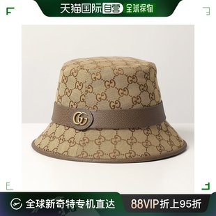 女士双G GG帆 576587 日本直邮GUCCI 4HG62 水桶帽 99新未使用