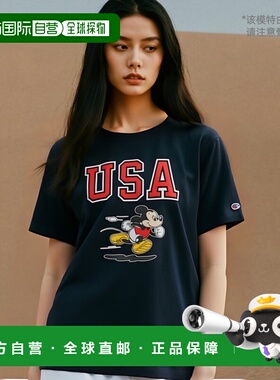 日本直邮Champion 反纹(R)短袖T恤C3-Z360白色(010)海军蓝(370)