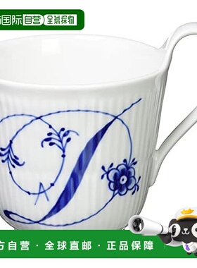 【日本直邮】Royal 蓝花纹高把手马克杯 1017153白色330ml「 D 」