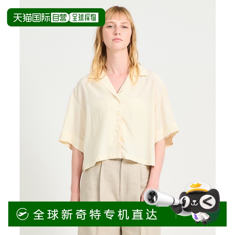 1h可退 日本直邮ESTNATION 女装 雾面垂坠感 开襟短款衬衫 521091