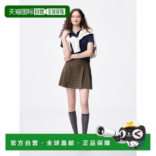 侧褶格纹半身裙 WOMEN 358345 BROWN 日潮跑腿GU极优