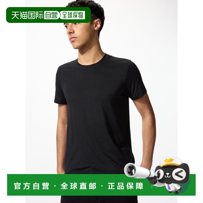 日本直邮UNIQLO优衣库 纯色短袖套头圆领T恤 男款 黑色图片