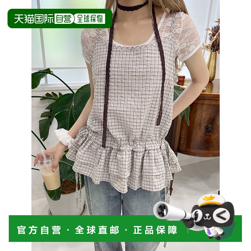 1h可退 日本直邮WC 女装 调节侧边蝴蝶结 格纹吊带罩衫 WC25SM07L
