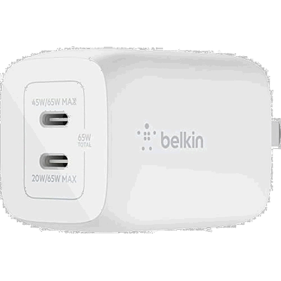 【日本直邮】Belkin 充电器 白色 65W 2口 WCH013dq 充电