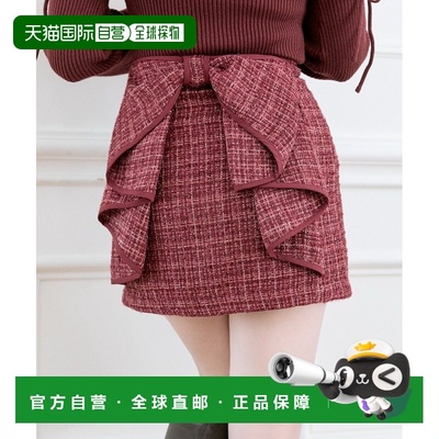 1h可退 日本直邮OLIVE des OLIVE 女装 后蝴蝶结粗花呢半身裙 紧