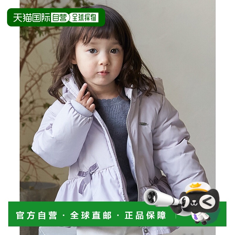 1h可退 日本直邮petit main 儿童 女孩风 装饰蝴蝶结 羽绒外套 96