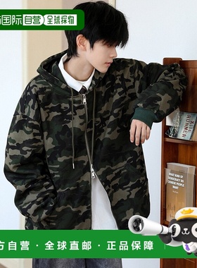 1h可退 日本直邮neos 男女同款 宽松迷彩连帽衫 半拉链设计 overs
