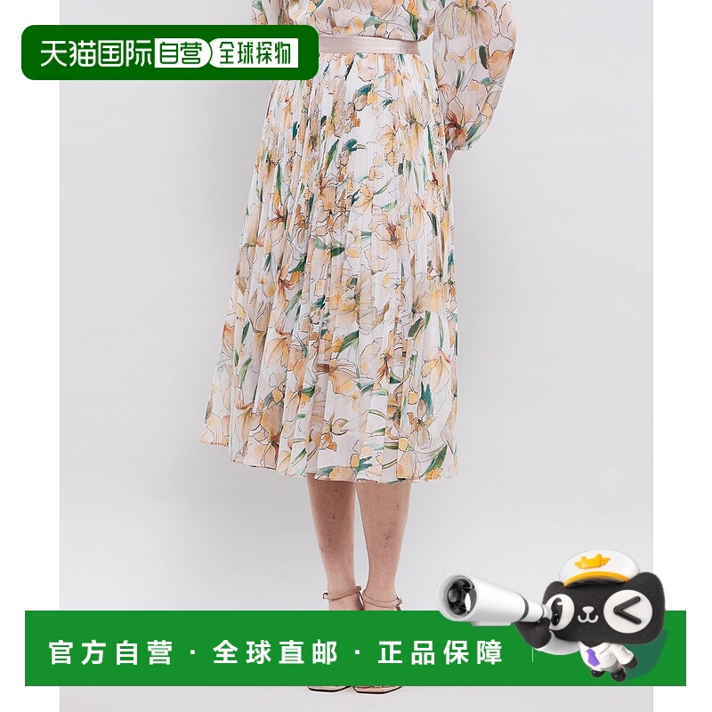 1h可退 日本直邮EPOCA 女士水彩花卉印花褶皱裙 M5S23529__