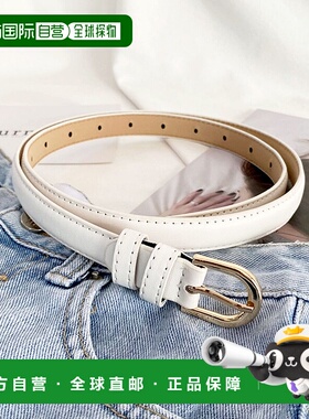 日本直邮florge 简约细款PU皮革圆形扣通用腰带 FL8218EW06260 腰
