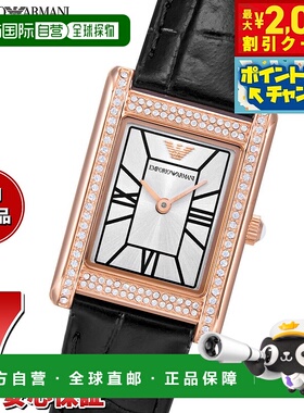 日本直邮Emporio Armani 女士手表双指针手表黑色皮革AR11624
