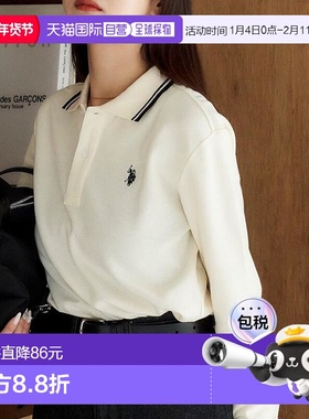1h可退 日本直邮U.S. POLO ASSN. 女士 长袖鹿仔纹翻领POLO衫 322