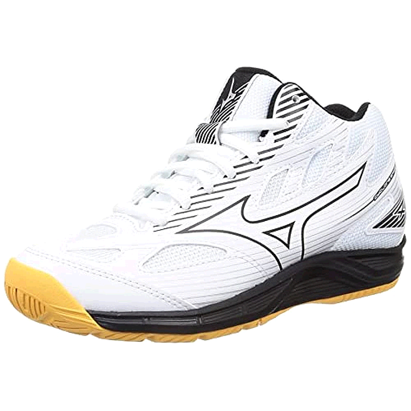 【日本直邮】Mizuno美津浓 排球鞋 室内宽轻 白黑银27.5cm2E V1GA