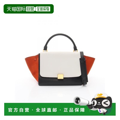 日本直邮中古Celine赛琳女包A级95新trapeze秋千包牛皮手提包白色