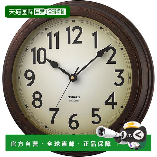 【日本直邮】MAG（饰品）指针式挂钟 大正馆 木棕色W-778 BR-Z