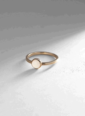 日潮跑腿COCOSHNIK 蛋白石圆形凸圆形戒指宝石叠戴开口戒时尚