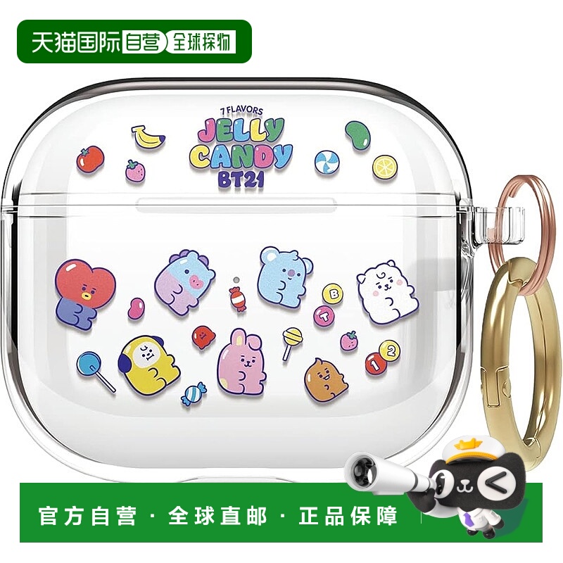 【日本直邮】elago AirPods3透明BT21保护壳带挂钩 JELLY CANDY